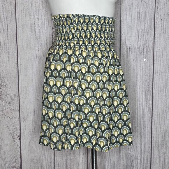 Kate Quinn Organic Cotton Smocked Skirt – Retro Rainbow Print, sz Large - Picture 3 of 5